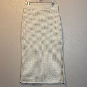 Cotton cream knit weave maxi skirt M
